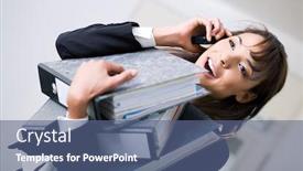  Presentation with office - Amazing theme having office-woman-handling-simultaneous-jobs backdrop and a ocean colored foreground