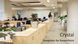  Presentation with chemical safety in work place - Audience pleasing presentation theme consisting of office work place backdrop and a soft green colored foreground