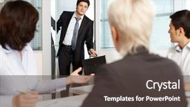  Presentation with late - Beautiful presentation theme featuring office worker coming late backdrop and a dark gray colored foreground