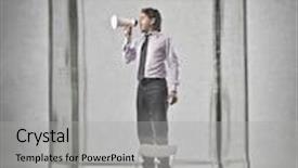  Presentation with container - Beautiful slides featuring career promotion - office worker in a glass backdrop and a light gray colored foreground