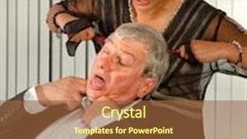  Presentation with secretary - Audience pleasing presentation theme consisting of office worker or secretary strangling her boss with his own tie backdrop and a tawny brown colored foreground