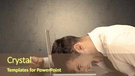  Presentation with front office - Slide set featuring office worker resting his head background and a tawny brown colored foreground