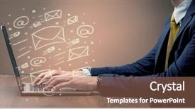  Presentation with help desk - Slide deck consisting of office worker sending emails background and a coral colored foreground