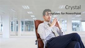  Presentation with office chair - Cool new presentation theme with office-worker-sitting-in-swivel backdrop and a light gray colored foreground