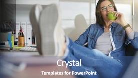  Presentation with front office - Slide set featuring office worker taking a break background and a  colored foreground