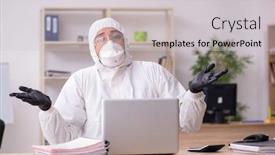  Presentation with isolation - Audience pleasing theme consisting of office-worker-working-in-quarantine backdrop and a light gray colored foreground