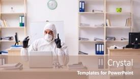  Presentation with isolation - Cool new theme with office-worker-working-in-quarantine backdrop and a coral colored foreground