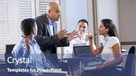  Presentation with office workers - Audience pleasing PPT layouts consisting of office workers giving directions backdrop and a  colored foreground