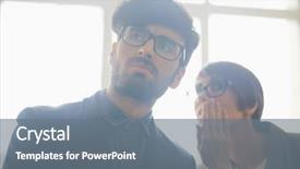  Presentation with office workers - Beautiful presentation design featuring office workers gossiping about newcomer backdrop and a gray colored foreground