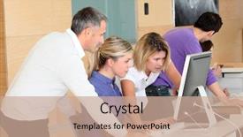  Presentation with business training - Presentation enhanced with unlock world - businessman pressing the security code background and a dark gray colored foreground.