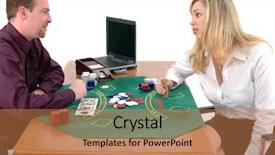  Presentation with texas - Slides having office workers playing a friendly game of strip texas hold um poker in the office isolated over white background and a coral colored foreground