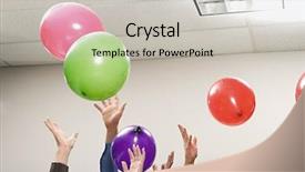  Presentation with office workers - PPT theme consisting of office workers playing with balloons background and a light gray colored foreground