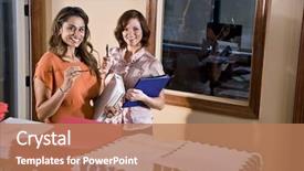  Presentation with office workers - Audience pleasing PPT layouts consisting of beautiful girl with fresh salad isolated on white backdrop and a lemonade colored foreground