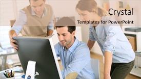  Presentation with old desktop computer - Theme enhanced with office working on desktop computer background and a lemonade colored foreground