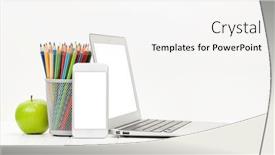  Presentation with smartphone app - Audience pleasing presentation theme consisting of office-workplace-desk-table backdrop and a sky blue colored foreground