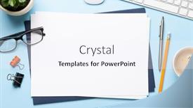  Presentation with goals - PPT layouts featuring office-workplace-table-with-blank background and a sky blue colored foreground