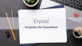  Presentation with workplace - Presentation design with office-workplace-table-with-blank background and a sky blue colored foreground