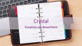  Presentation with flower office desk table - Slide set featuring office workplace table with notepad background and a sky blue colored foreground