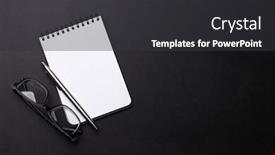  Presentation with notepad - Audience pleasing presentation consisting of office workplace table with notepad backdrop and a dark gray colored foreground