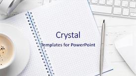  Presentation with coffee cup diary - Presentation consisting of office workplace table with notepad background and a sky blue colored foreground