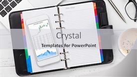  Presentation with market data - Slides having office-workplace-table-with-supplies background and a light gray colored foreground