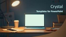  Presentation with workplace - Presentation theme with office-workplace-with-laptop background and a tawny brown colored foreground