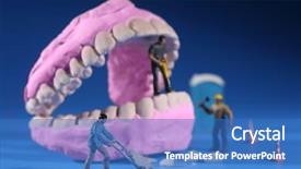  Presentation with dental office - Presentation design enhanced with officeart - hilarious miniature workers performing dental background and a teal colored foreground