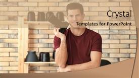  Presentation with military security camera monitoring - PPT theme having officeart - young photographer with camera background and a  colored foreground