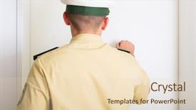  Presentation with hotel front office - Presentation theme featuring officer knocking on front door background and a lemonade colored foreground