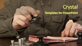  Presentation with corrections officer prison guard 3d - Audience pleasing PPT theme consisting of officer of the state border backdrop and a tawny brown colored foreground