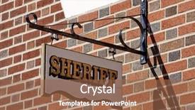  Presentation with sheriff - PPT theme with jail officers - sheriff's sign attached background and a tawny brown colored foreground