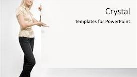  Presentation with secretary - Cool new presentation with offices layout - pretty blonde secretary showing backdrop and a  colored foreground