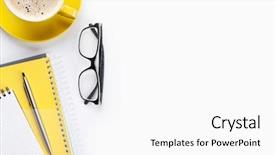  Presentation with coffee - Audience pleasing PPT theme consisting of offices layout - white office desk with coffee backdrop and a white colored foreground