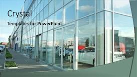  Presentation with car service - Cool new PPT theme with official - building of car dealership backdrop and a light blue colored foreground