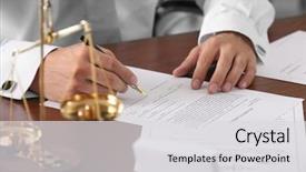  Presentation with notary - PPT theme enhanced with official - notary public in office signing background and a light gray colored foreground