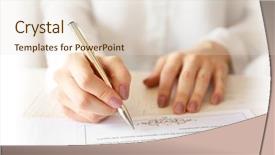  Presentation with marriage - Audience pleasing slide deck consisting of official - woman signing marriage contract closeup backdrop and a lemonade colored foreground