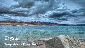  Presentation with mountain lake - Presentation theme consisting of official name tsomoriri wetland conservation background and a seafoam green colored foreground