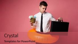  Presentation with case - Audience pleasing theme consisting of official shirt looking at brief backdrop and a  colored foreground