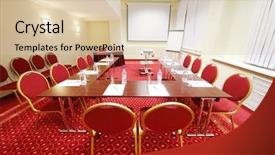  Presentation with projector - PPT theme having bear doll and blank wood frame on white background background and a light gray colored foreground