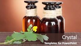  Presentation with medicine plants - Colorful slide deck enhanced with officialisl plants - blooming celandine with medicine bottles backdrop and a  colored foreground