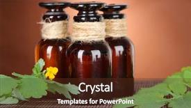  Presentation with medicine plants - Presentation having officialisl plants - blooming celandine with medicine bottles background and a  colored foreground