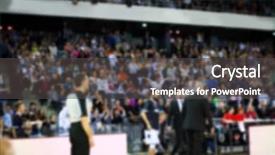  Presentation with crowd - Colorful PPT theme enhanced with officiating games - blurred crowd during a basketball backdrop and a dark gray colored foreground