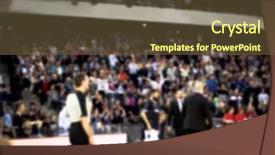  Presentation with crowd - PPT theme featuring officiating games - blurred crowd during a basketball background and a tawny brown colored foreground