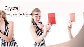  Presentation with judge - Amazing PPT theme having officiating games - woman judge isolated backdrop and a lemonade colored foreground