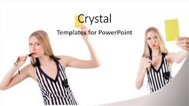  Presentation with judge - Slide deck featuring officiating games - woman judge isolated background and a white colored foreground