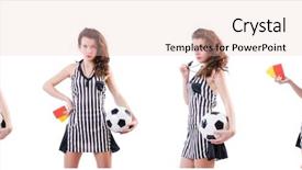  Presentation with judge - Cool new PPT layouts with officiating games - woman judge isolated backdrop and a lemonade colored foreground