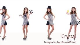  Presentation with white and black woman climbing ladders - Slide deck enhanced with officiating games - woman judge isolated background and a sky blue colored foreground