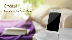  Presentation with retail smart phone - Cool new presentation theme with offline - smart phone with stand backdrop and a soft green colored foreground