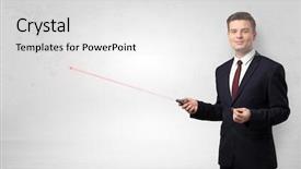  Presentation with pointer - PPT theme consisting of offline - young businessman with laser pointer background and a white colored foreground