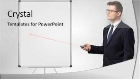  Presentation with pointer - Presentation with offline - young businessman with laser pointer background and a white colored foreground